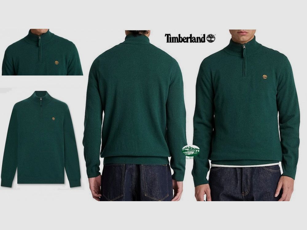 TIMBERLAND Cohas Brook Half Zip Merinowol Trui in Donkergroen