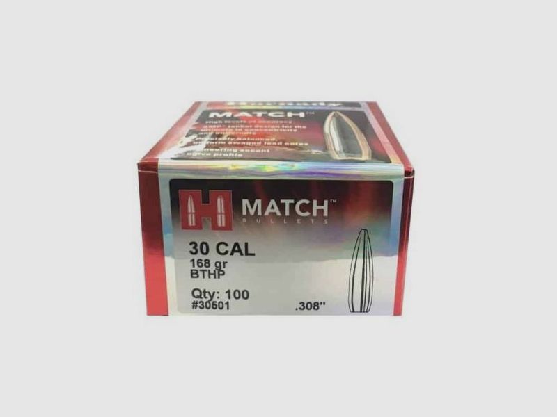 100 szt. Hornady Match 168 Grain HPBT kaliber .308 WIN #30501