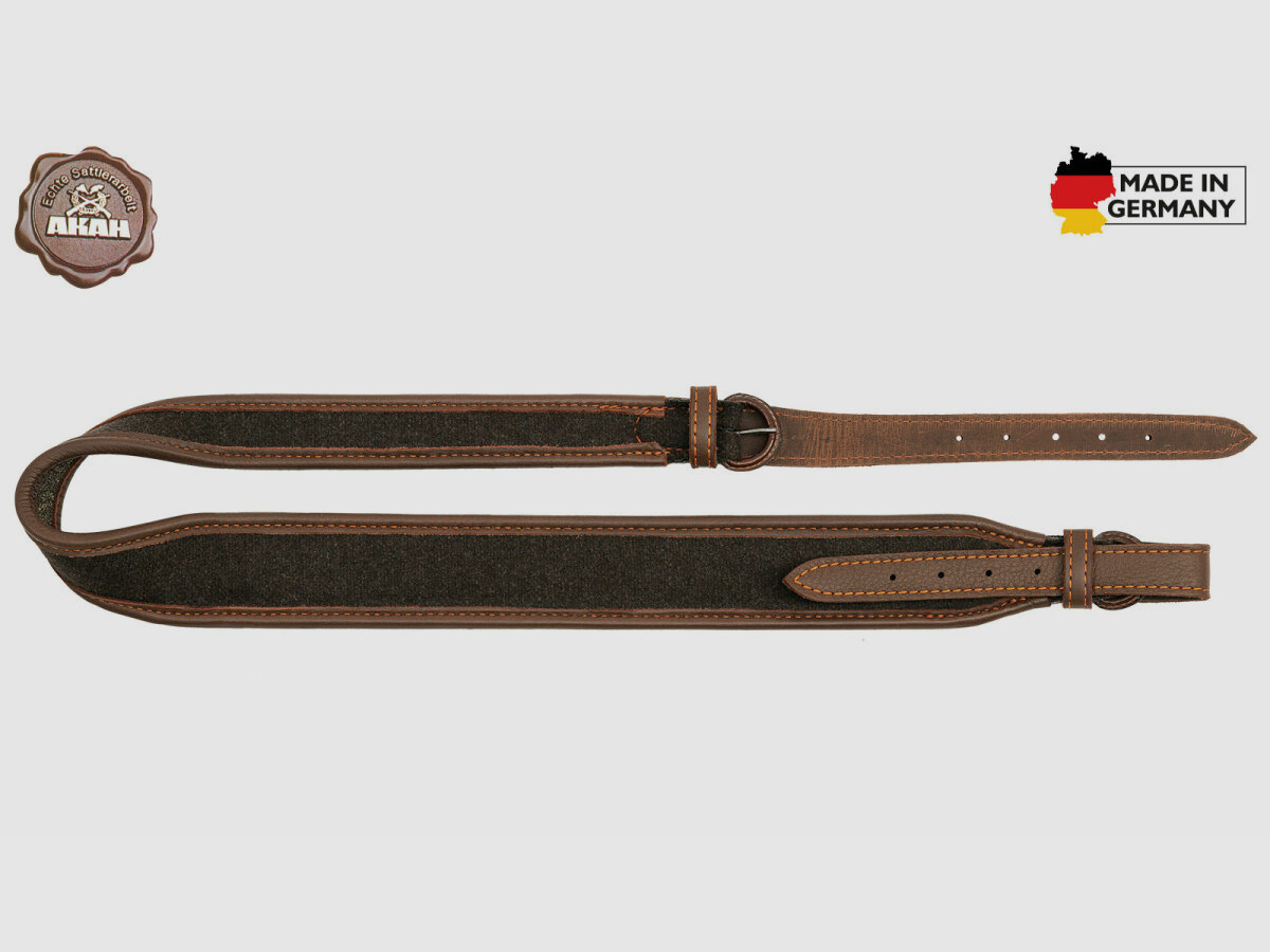 AKAH Gewehrriemen Elchleder & Loden mit Kork-Unterlage