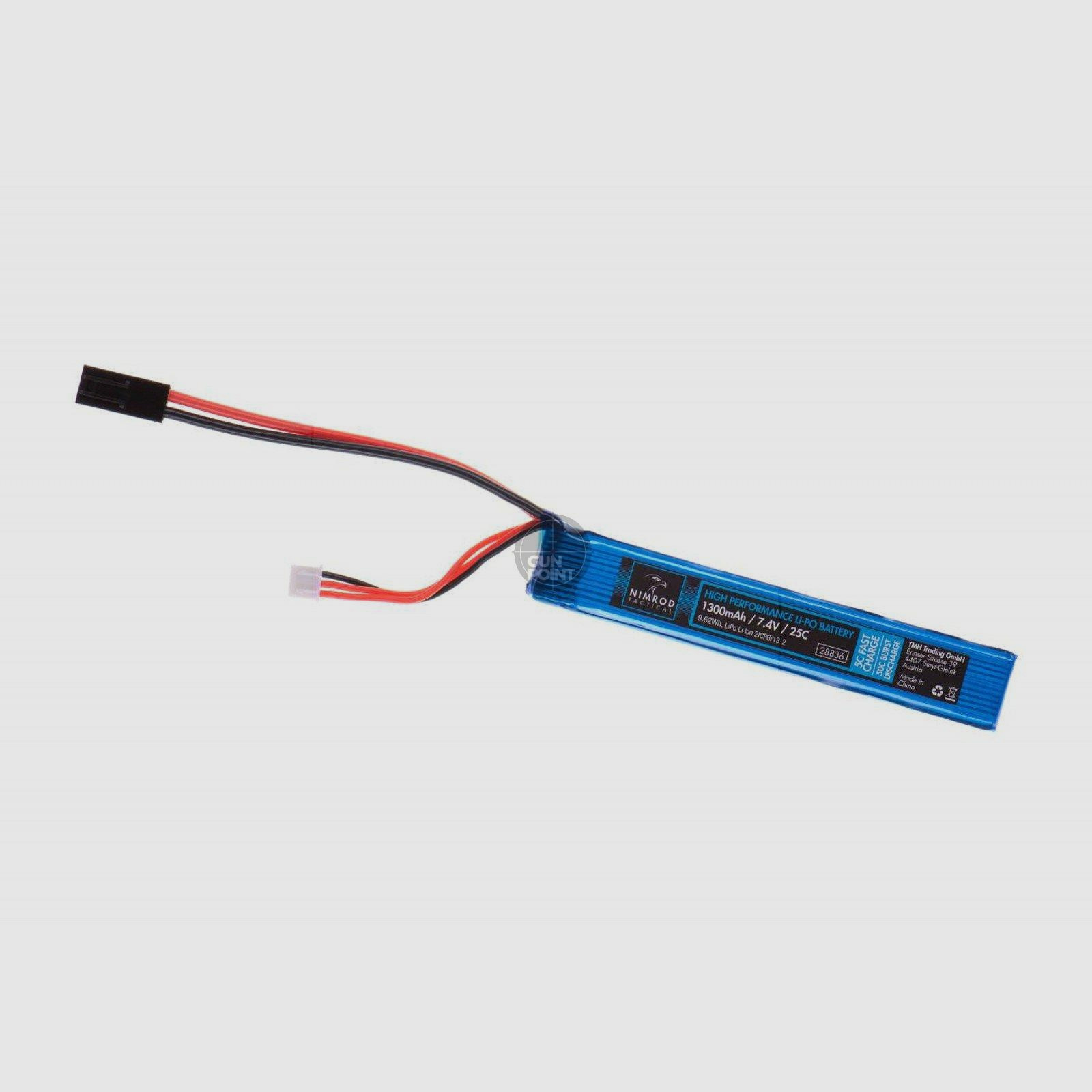 Nimrod Lipo 7.4V 1300mAh 25C Tipo tubo stock-Nero