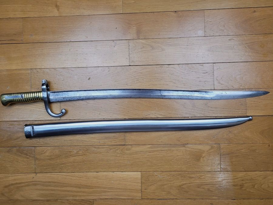 Sehr schöne Chassepot-Bajonett für Gewehr Modell 1866 – Kaiserliche Manufaktur Châtellerault – April 1870 – mit Nummer – TBE ++, Bild 8 von 13