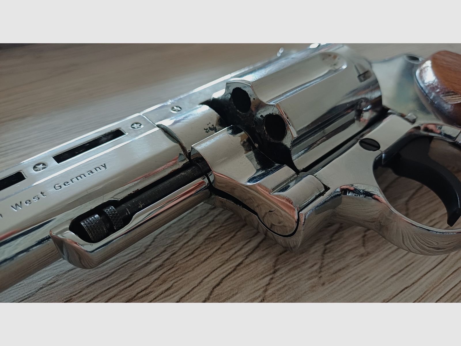 Schreckschuss revolver: Mauser L100 380 knal chroom PTB 326