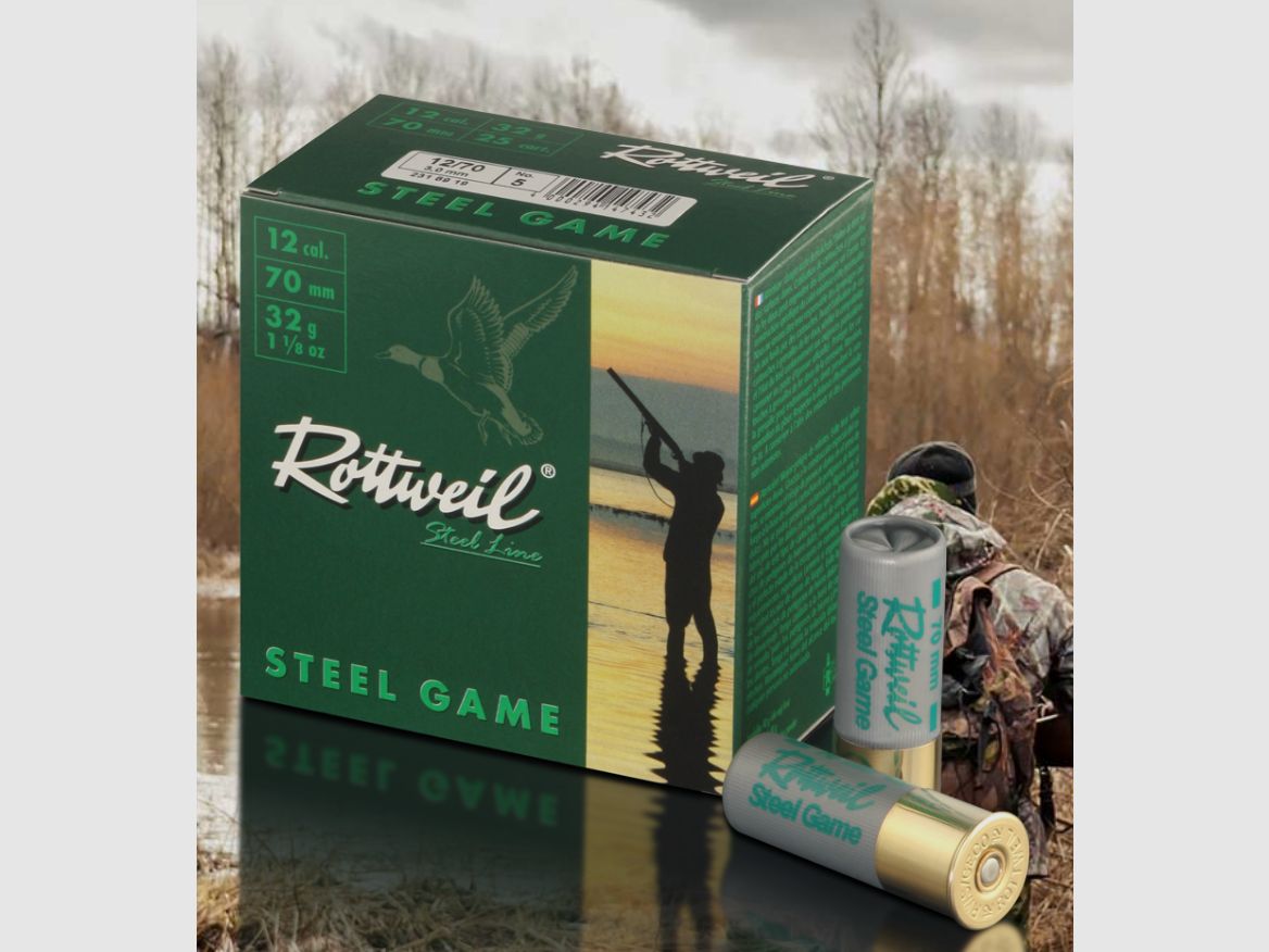 Rottweil 2316918 Steel Game 12/70 32g 2,6mm 25St. Schrotpatrone Bleifrei