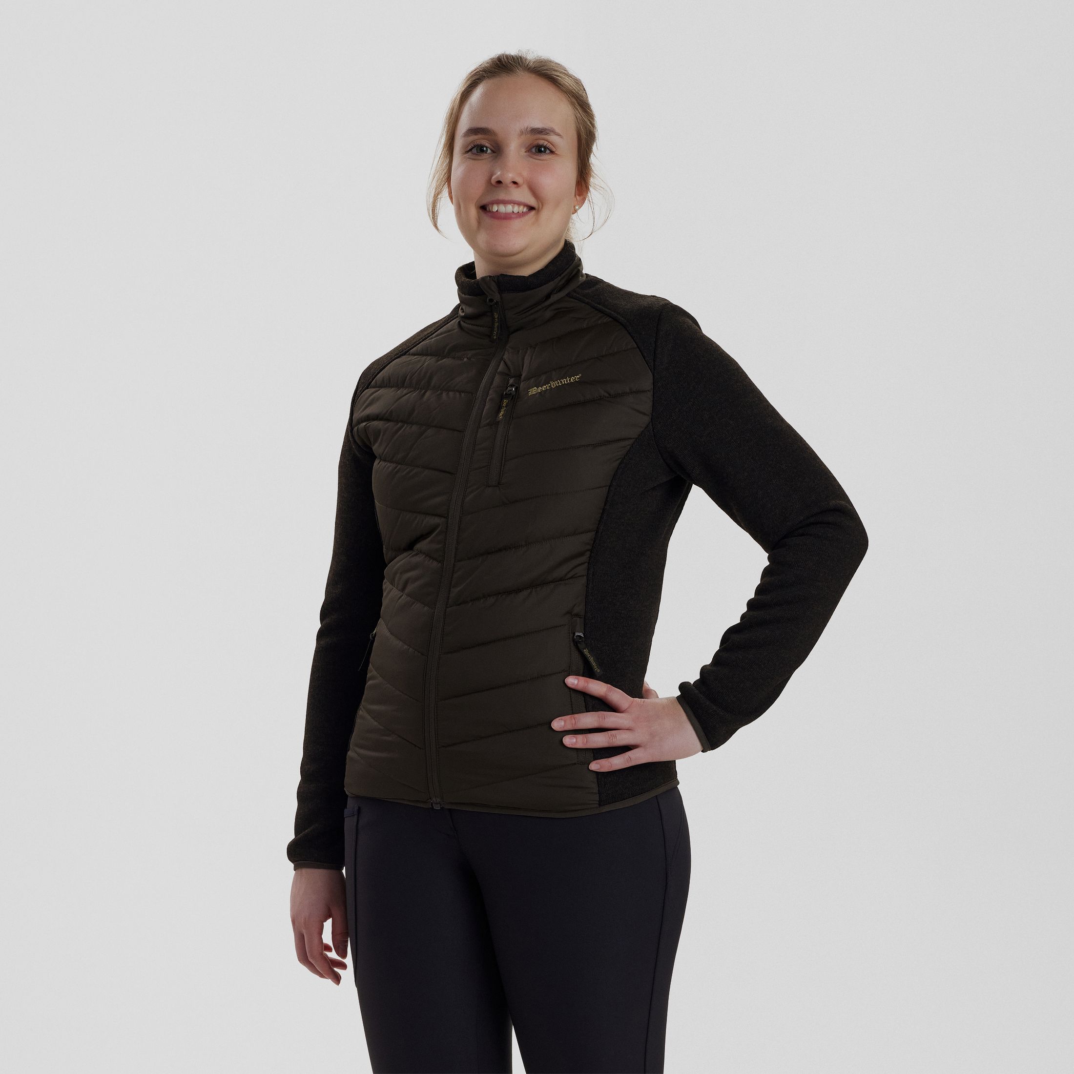 Lady Caroline Wattierte Jacke - Brown Leaf – Kleidergröße Damen: 48