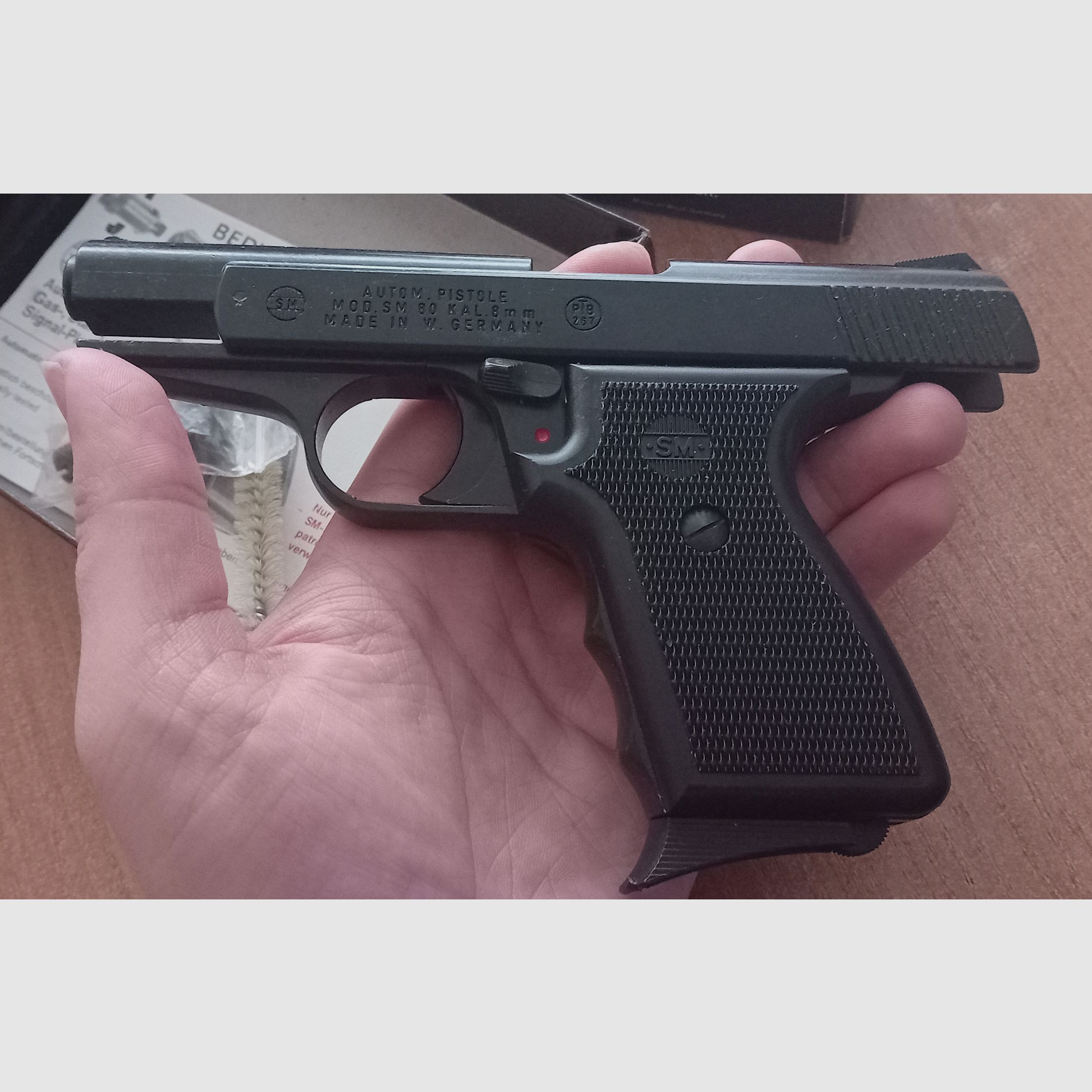 Seltene Rhöner SM 80 im Kal. 8 mm Knall/ PTB 267 mit Verpackung!