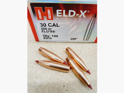 .30/.308/200grs Hornady ELD-X No. 3076 Geschosse 100 Stk.