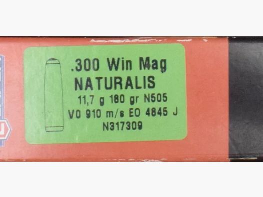 Büchsenpatronen Lapua  Naturalis .300Win Mag. 11,7g, 180gr. Bleifrei !!!