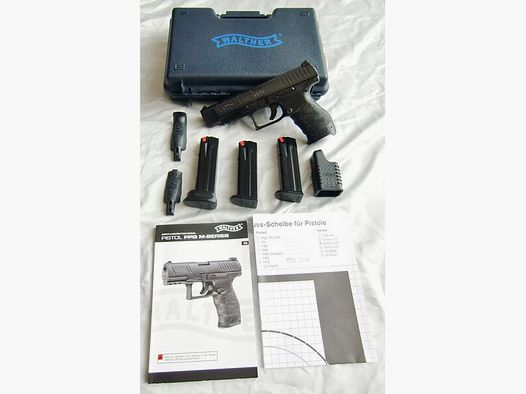 WALTHER, MOD. PPQ M2B, Kal. 9mm LUGER, POLYGONLAUF, AUS 1. HAND, IM KOFFER MIT PAPIEREN UND ZUBEHÖR!