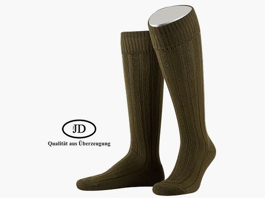 Calze al ginocchio Lusana in lana di pecora (Merino) J601 in oliva