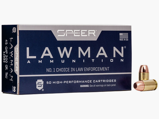 Speer Lawman .45 GAP 200GR TMJ RN 50 cartouches
