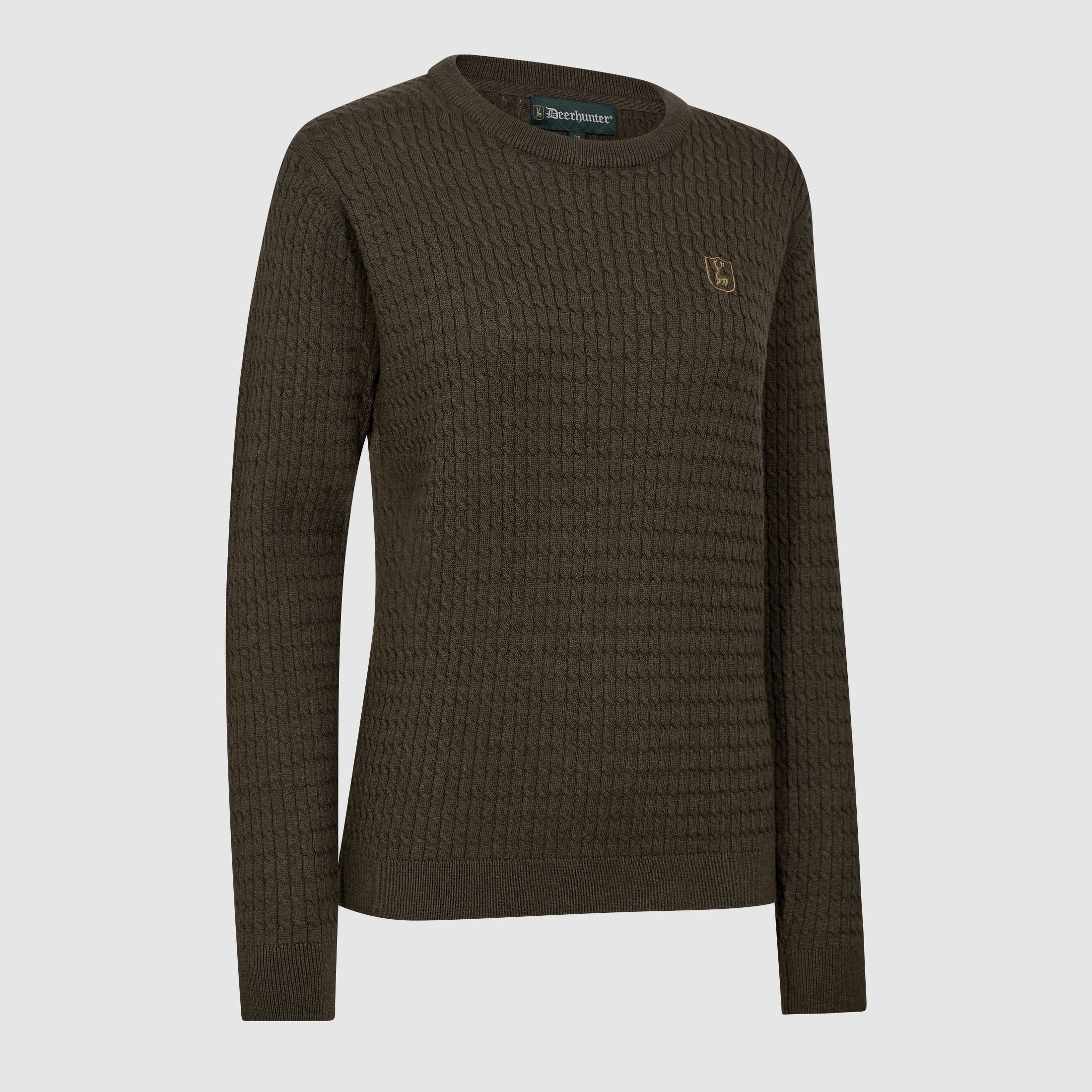 Lady Harrington Zopfmuster Strickpullover - Brown Melange – Kleidergröße Damen: 40