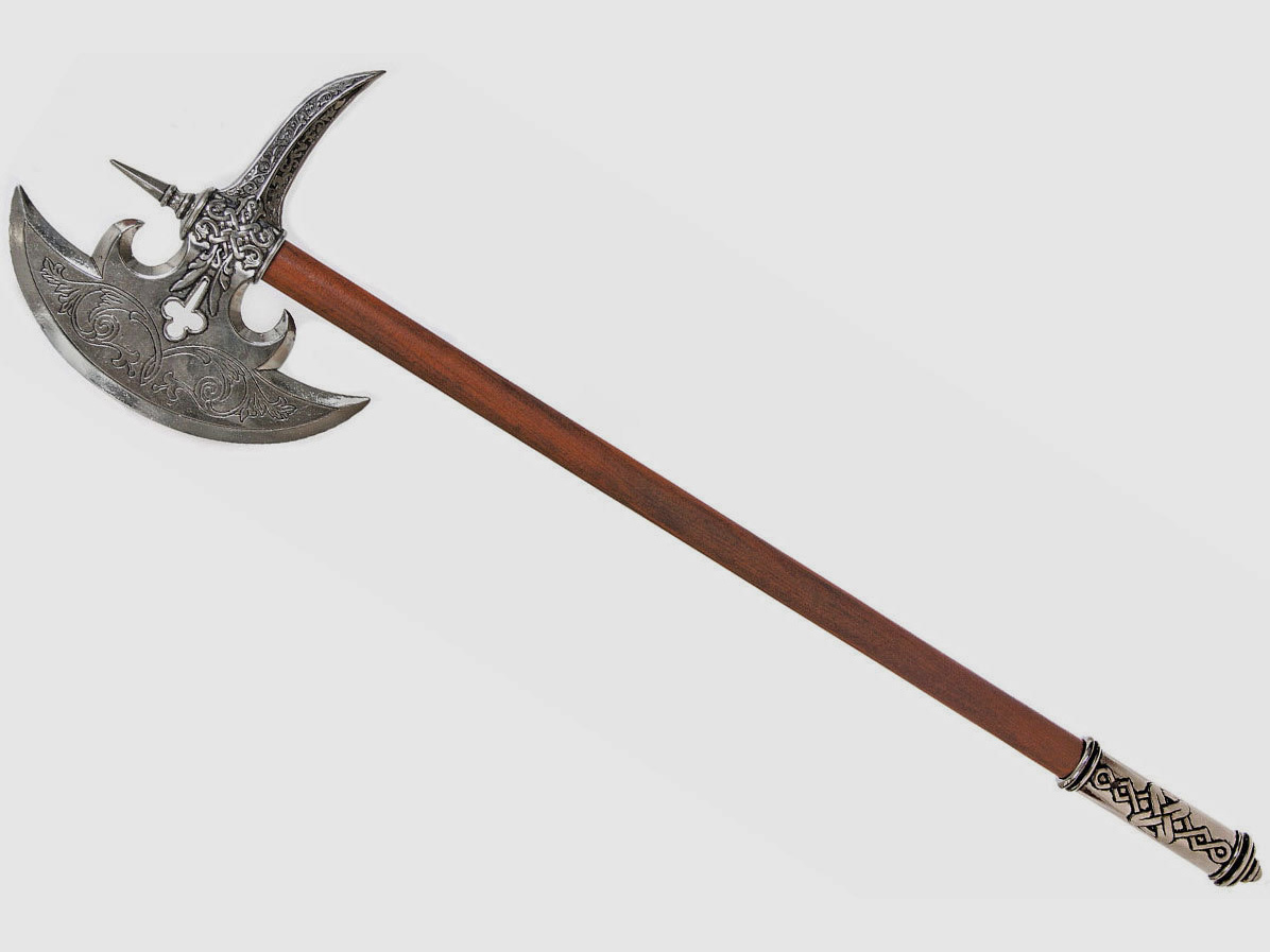 German medieval axe with decorated axe head