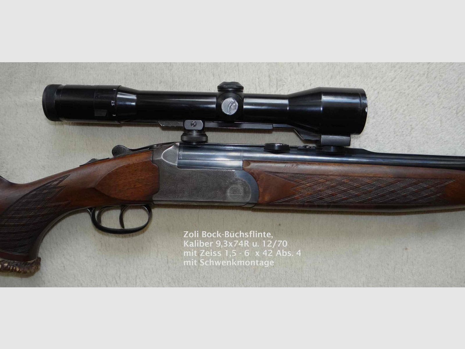 „ZOLI“ Bock-Büchs-Flinte, Kaliber 9,3x74R – 12/70