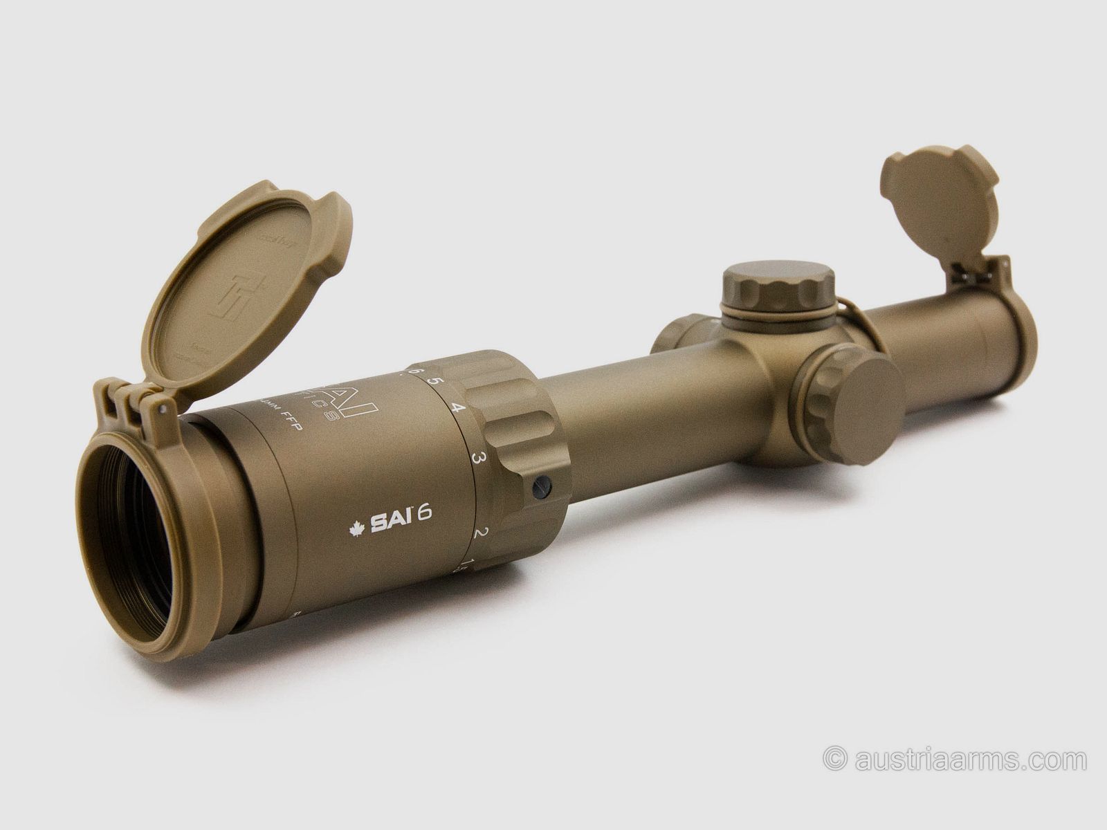 SAI Optics SAI 6 1–6 × 24, 5.56 BDC, FFP, Coyote Brown, immagine 1 di 2