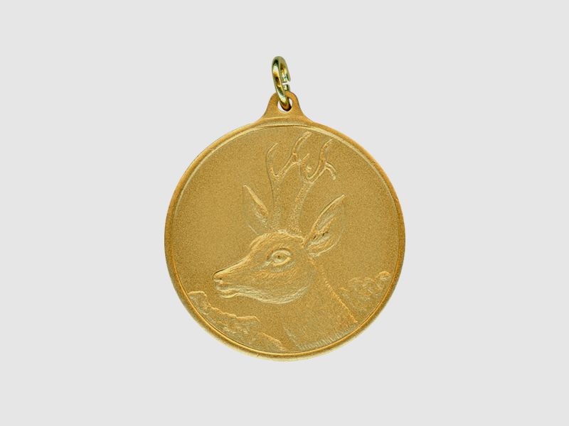 Steinhauer&Lück Jagdmedaille Bock 40mm m. Öse u. Ring vergoldet