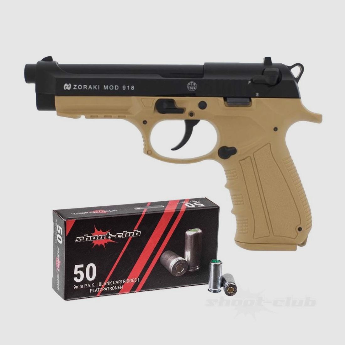 Zoraki 918-P Schreckschusspistole Desert 9mmPAK PlatzpatronenSet
