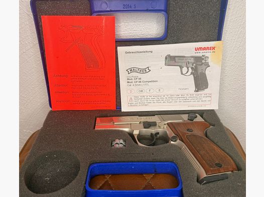 Walther CP88 4 cale 4,5 mm Diabolo Nikiel (P18) pistolet Co2 z drewną rękojeścią
