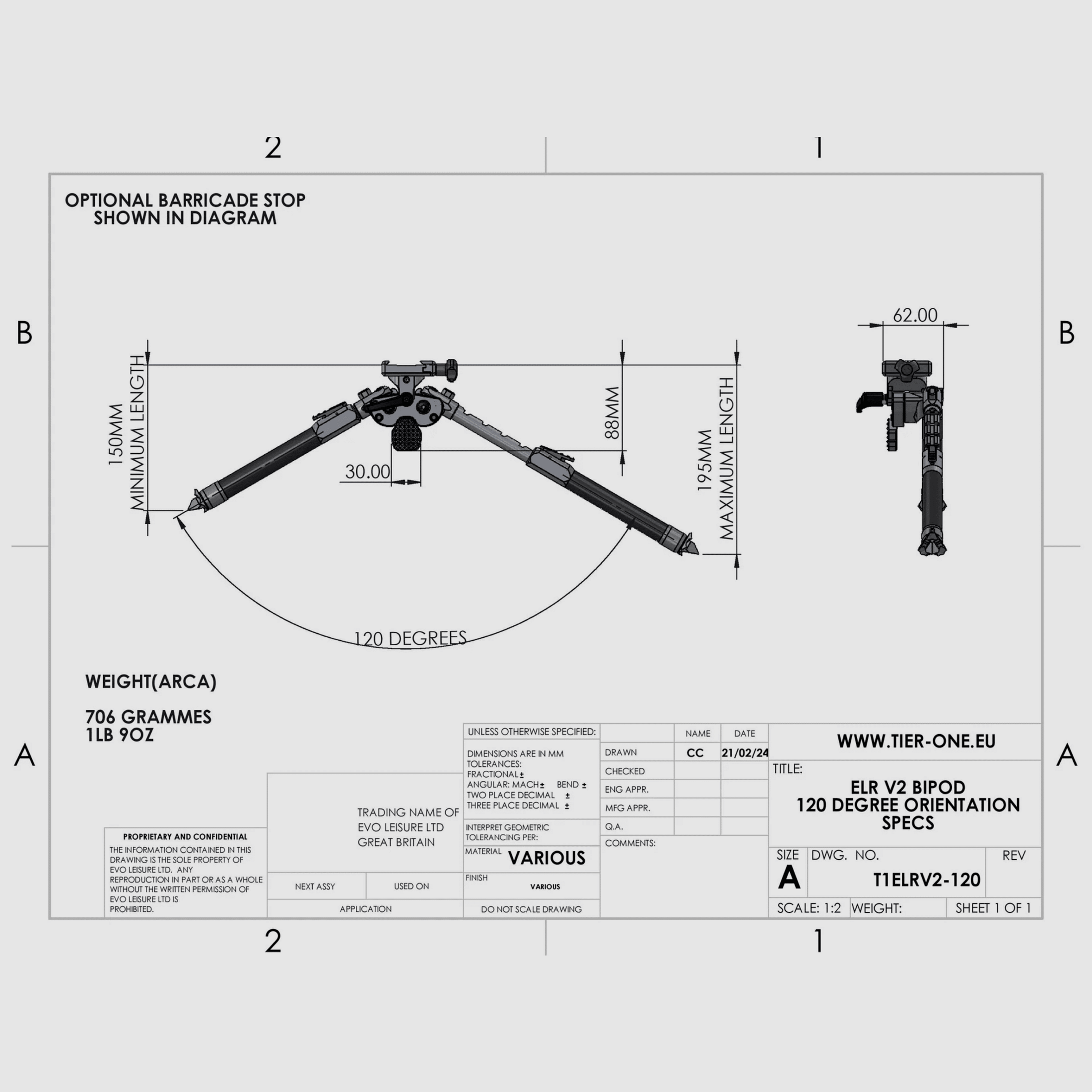 Tier One ELR Bipod V2, Bild 2 von 5