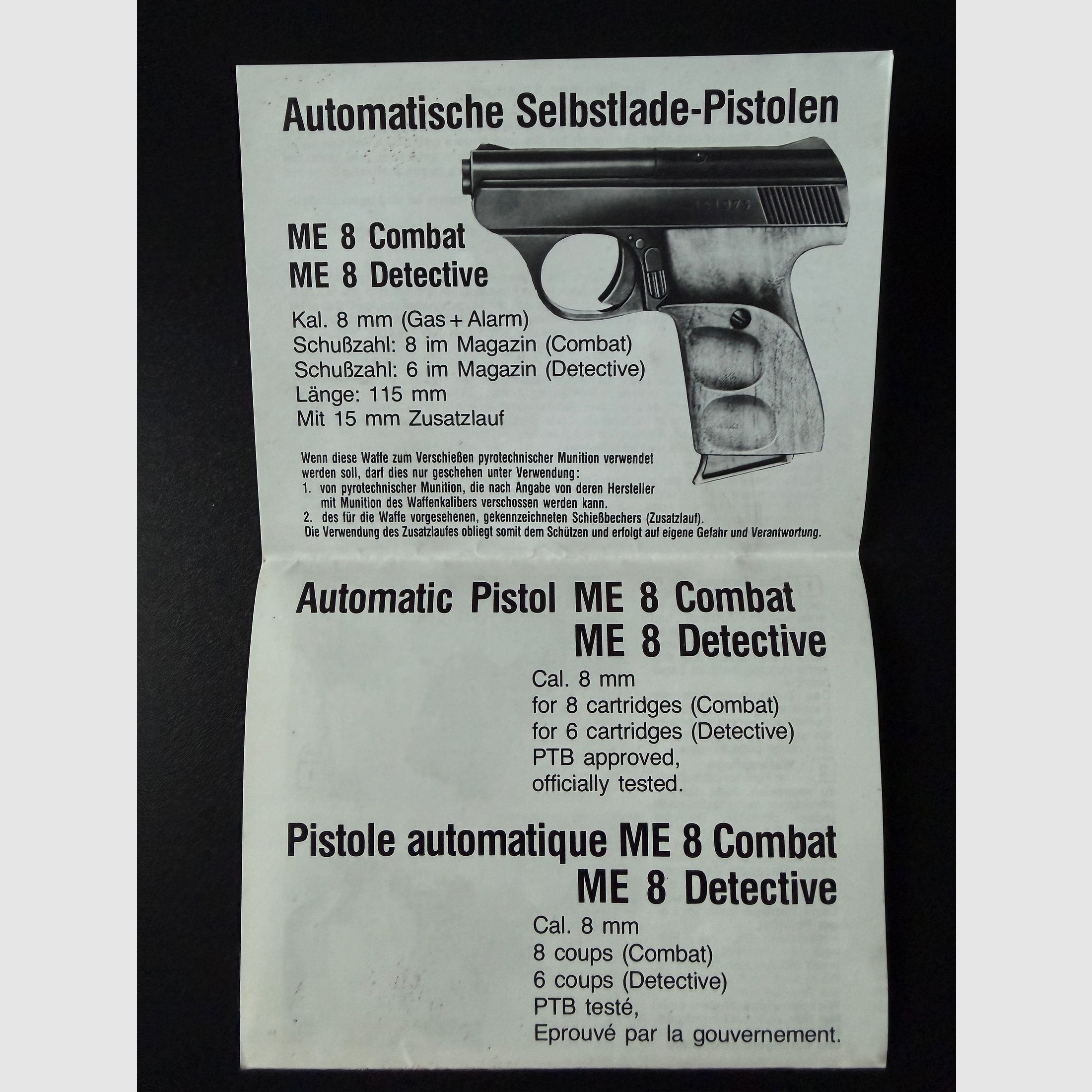 ME 8 Detective Cal. 8mm, Schreckschusspistole
