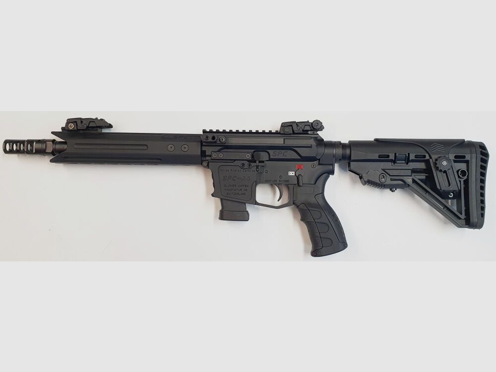 GWMH AG Semi-Automatisch Geweer GWMH SPC-SPORTER A4 10" (SWISS PISTOL CARBINE) ZWART Kal..45ACP AR15 Glock Magazine
