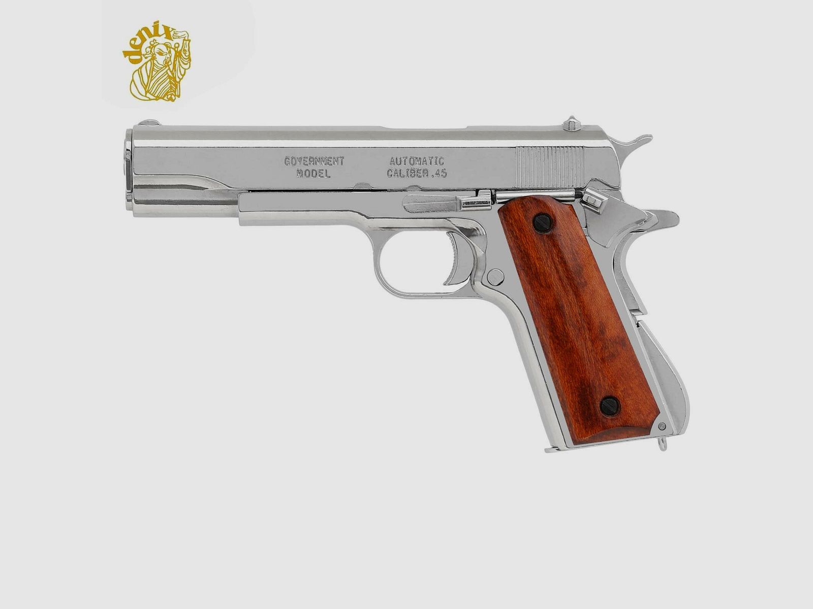 Denix Dekomodell 45er Colt Government M1911A1 Automatik Vernickelt - Holzgriffschalen
