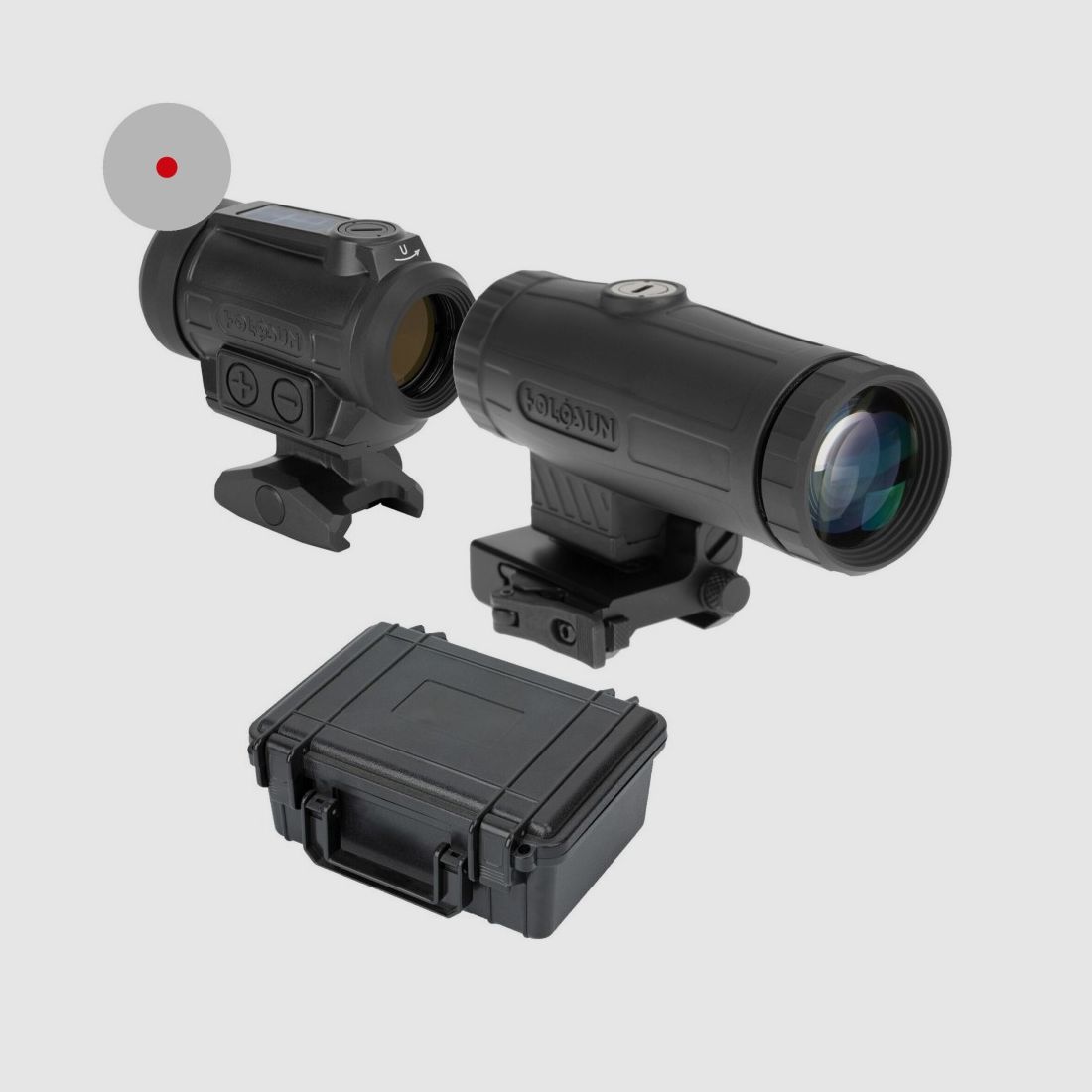 Holosun Set, Reflexvisier, Modell ARO-RD-2 mit rotem 2MOA Dot und Magnifier HM3X, Bild 1 von 9