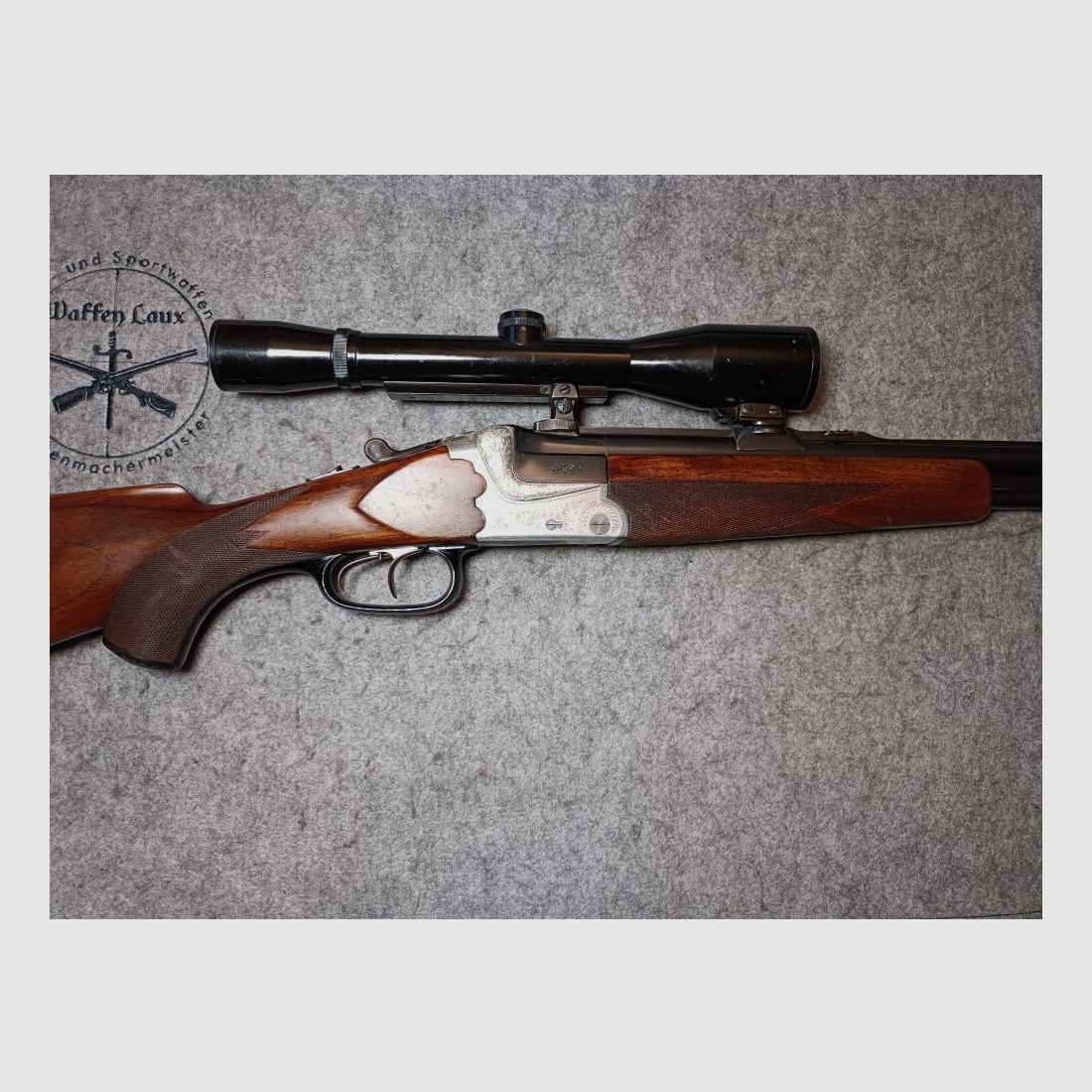 Escopeta de doble cañón Meuter Solingen similar al modelo Heym 55 con mira 6x42