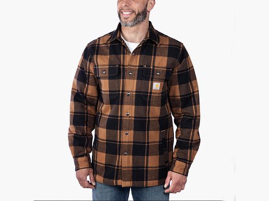 Carhartt flanellen sherpa-gevoerde overhemdjack, heren, Carhartt® bruin, XXL