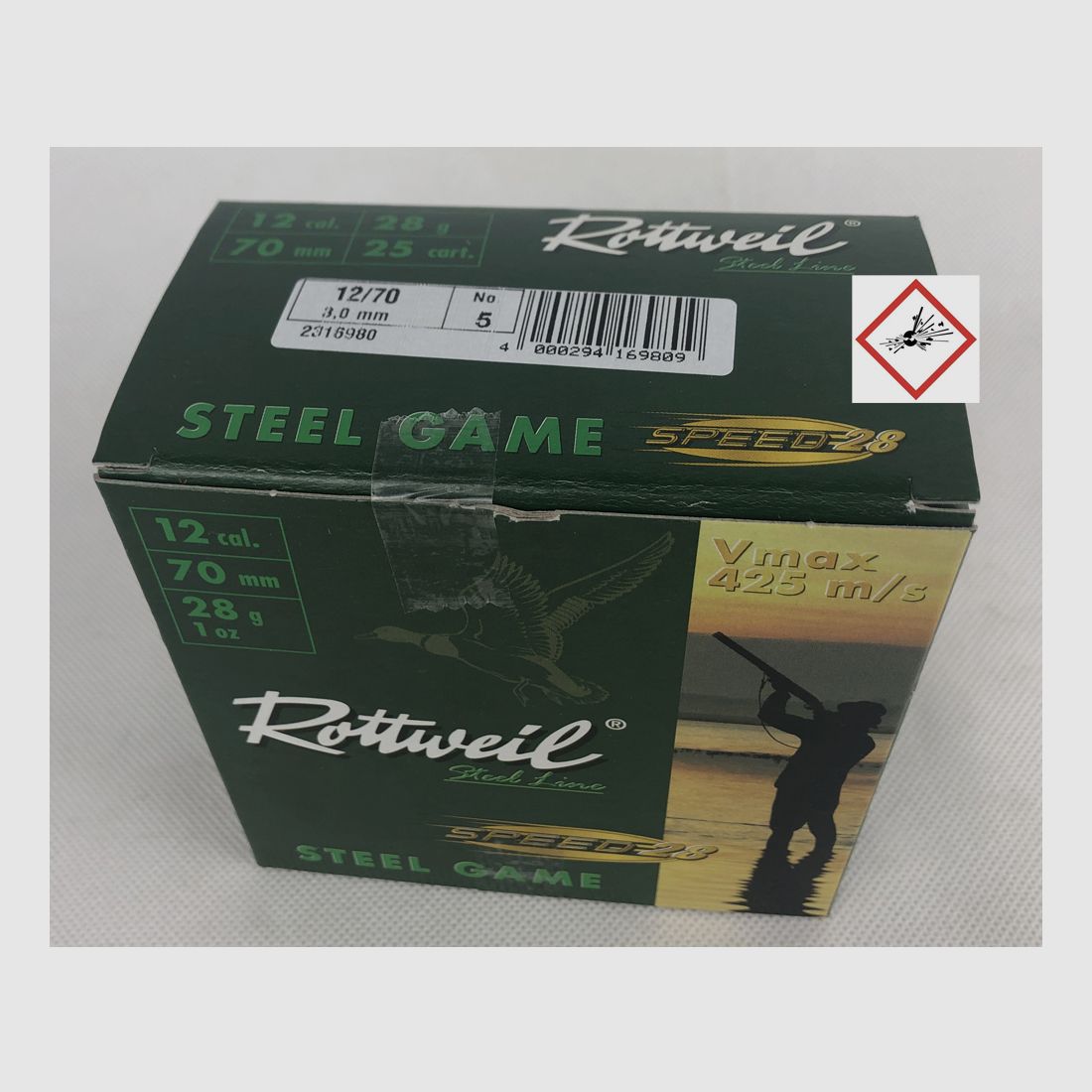 Rottweil Steel Game Speed Cartucho de escopeta 12/70 28G 3,0mm