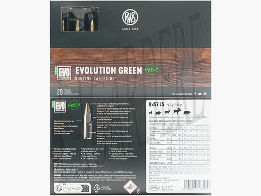 RWS EVO GREEN 9G / 139 GR (Patrone)