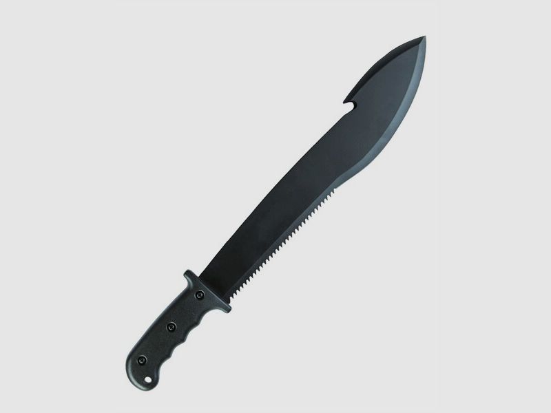 Machete HUNTING 52,5cm / 39cm Klinge - Schwarz - mit Reisshaken + Säge + Scheide