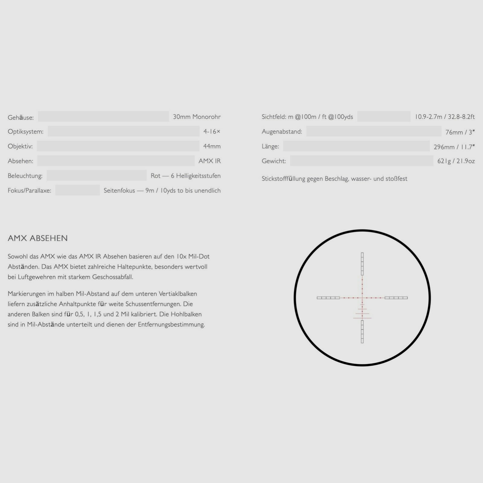 HAWKE 13210 AIRMAX 30 SF KOMPAKT 4-16×44 AMX IR Zielfernrohr