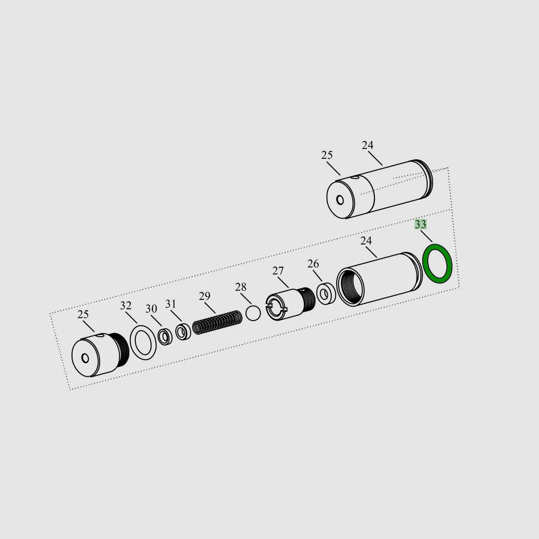 Dichtung fĂĽr Druckzylinder fĂĽr Vorkompressions-Luftgewehr Norconia P1