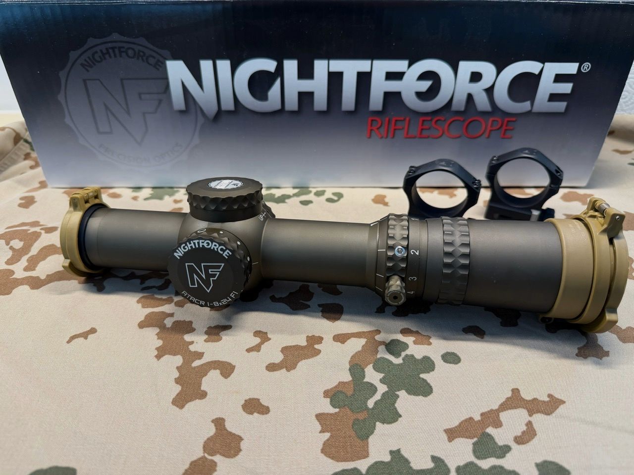Nightforce ATACR 1-8x24 F1 FDE incluso montaggio anello Nightforce – Ottime condizioni