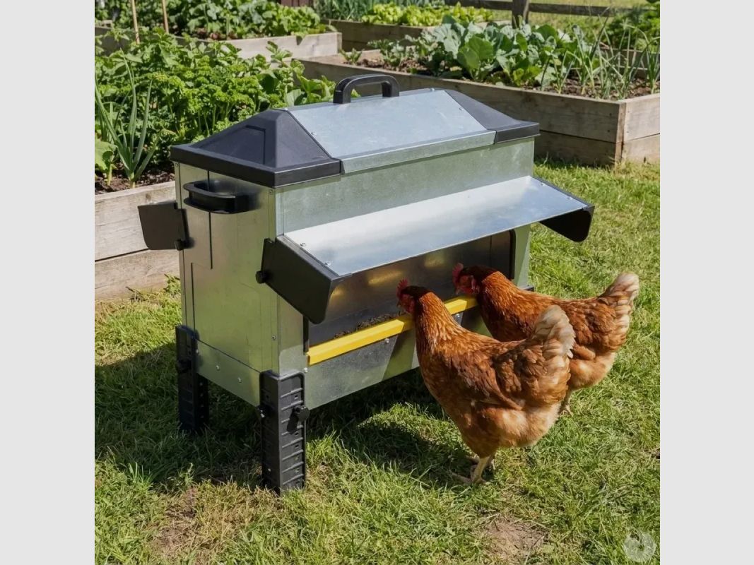 Futterstelle Robust® Große Öffnung 24kg - Verzinkter Stahl für Geflügel, Enten und Gänse, Bild 1 von 16