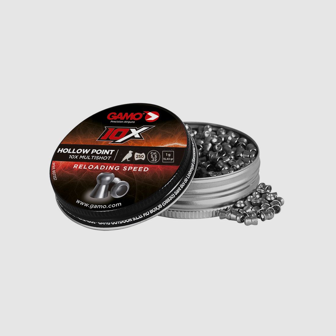 Hohlspitz Diabolos Gamo 10X Hollow Point Kaliber 5,5 mm 1,0 g glatt 250 StĂĽck