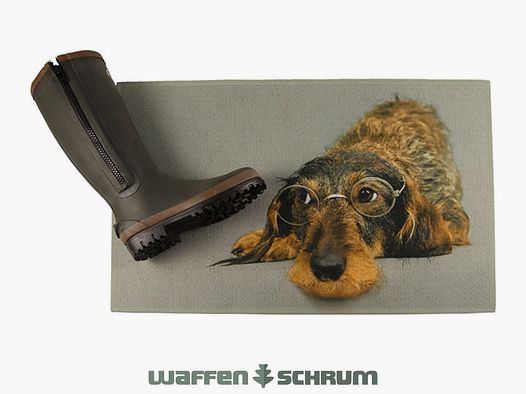 AKAH Fußmatte Dackel mit Brille 75 x 50 cm