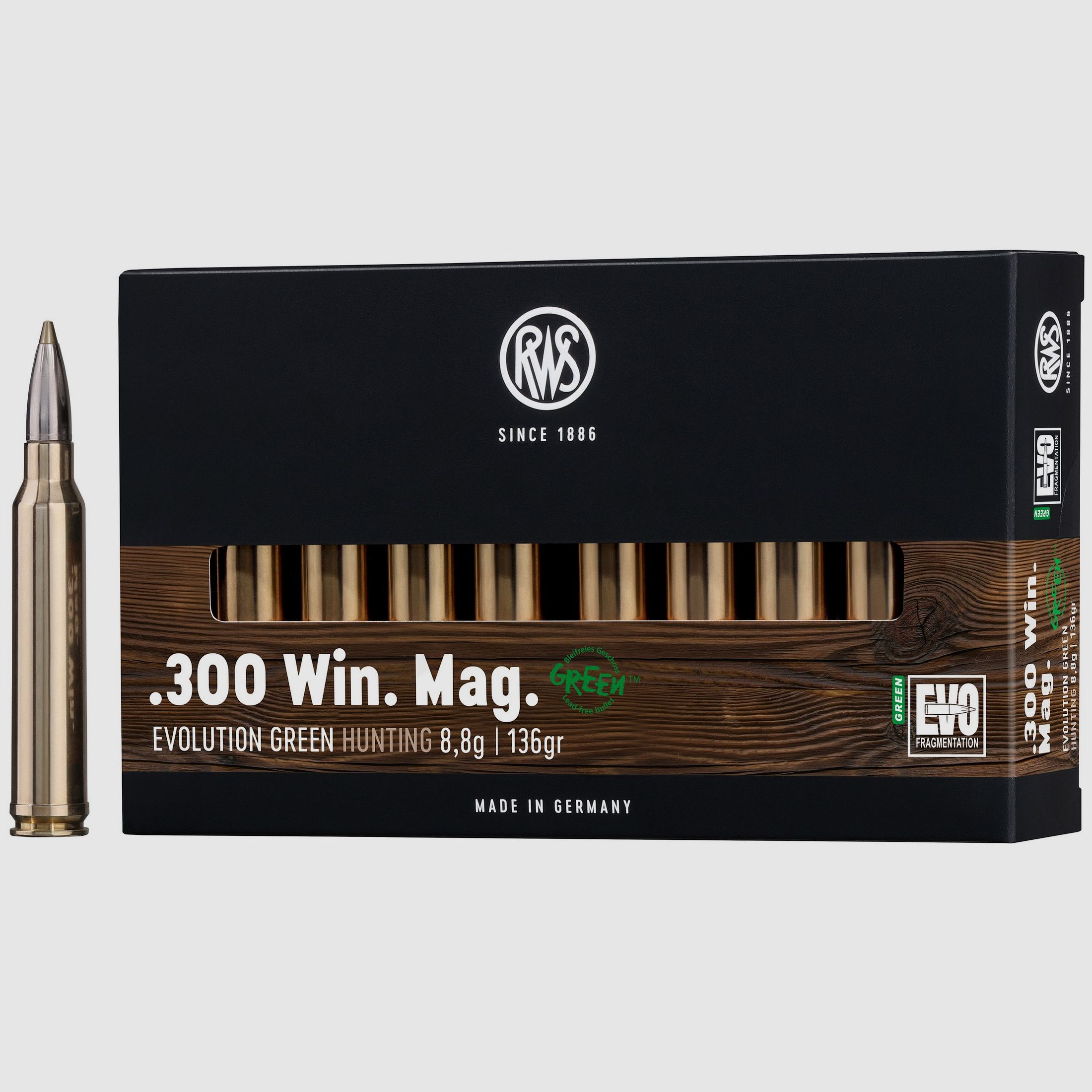 RWS Bchsenpatronen Evolution Green .300 Win. Mag.