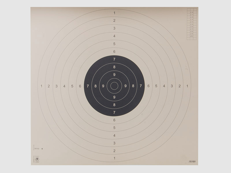 Zielscheibe Wettkampfscheibe PrĂ¤zi-Scheibe ISSF-Standard 10er Ring 55 x 52 cm 10 StĂĽck