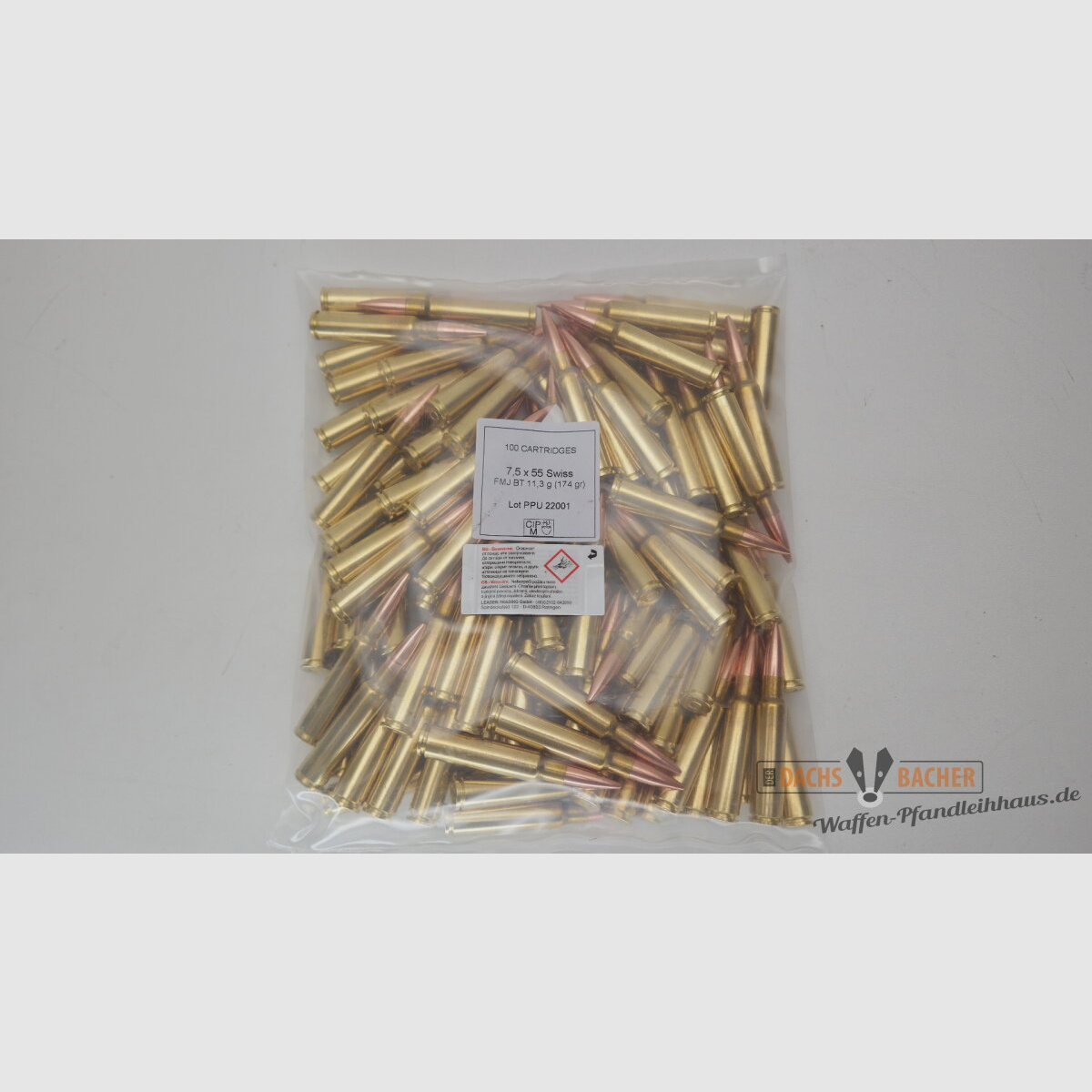 PPU Privi Partizan 7,5x55 Swiss 11,3g/174gr FMJ BT 100 Schuß Bulk