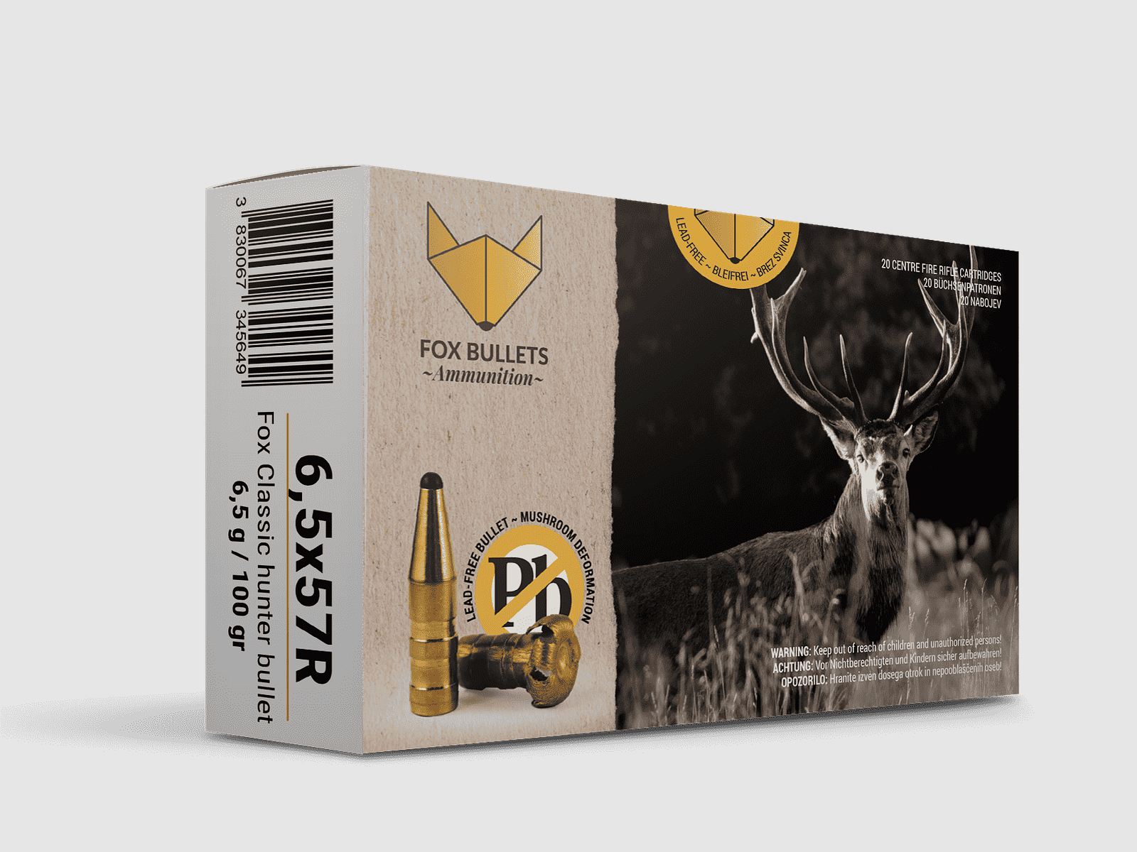 Fox Bullets Classic Hunter 6,5x57 R 6,5 g / 100 gr bleifreie Munition – 20 Patronen