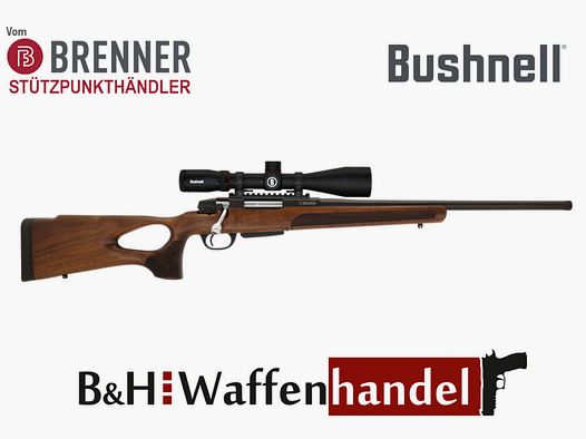 Brenner Komplettpaket:	 Brenner BR20 Lochschaft mit Bushnell 2.5-15x50 (m. Parallaxe Verstellung)