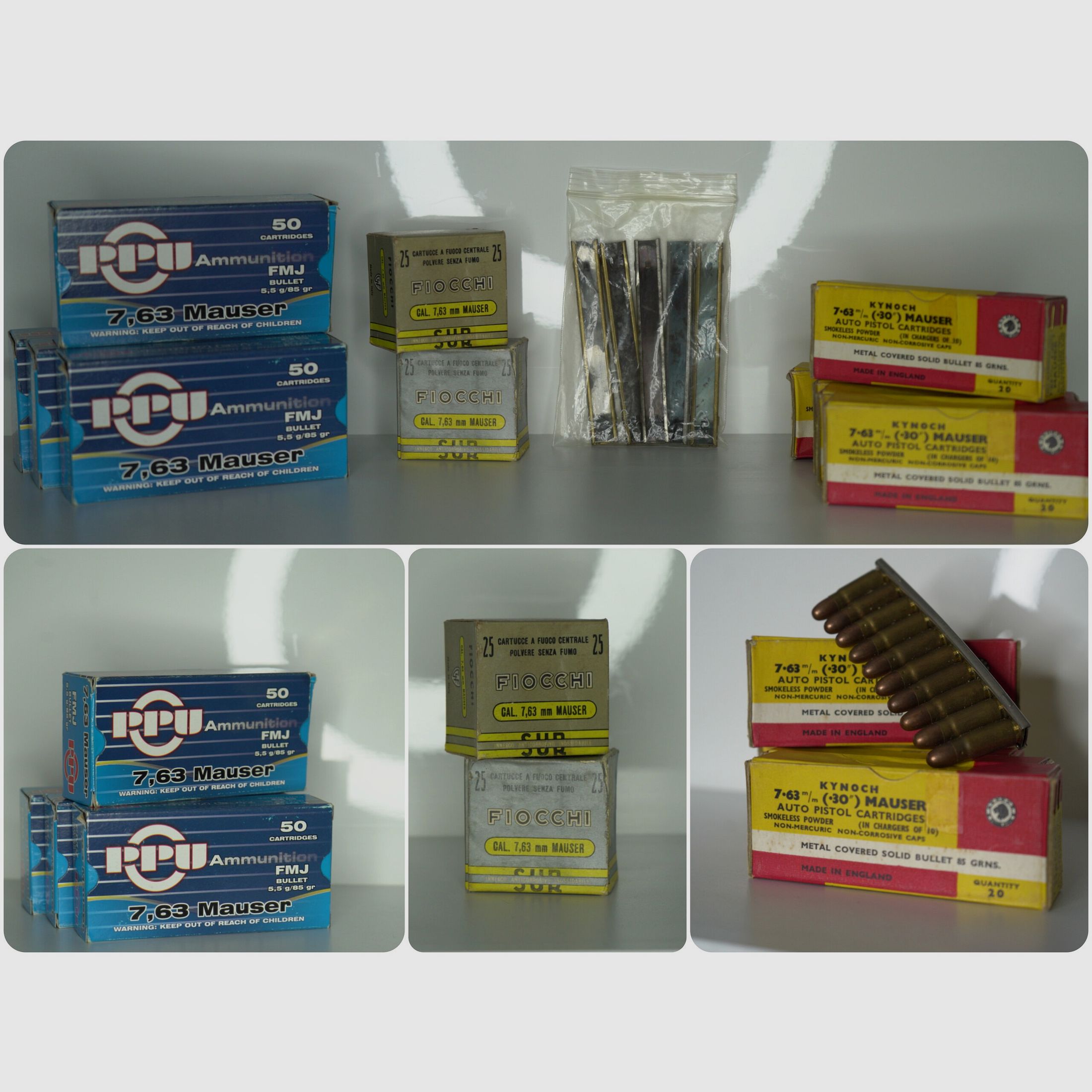 Mauser C96 / Oberndorf A. Neckar / 7,63 mm Mauser / 1916 / Anschlagkasten / Lederholster / Munition