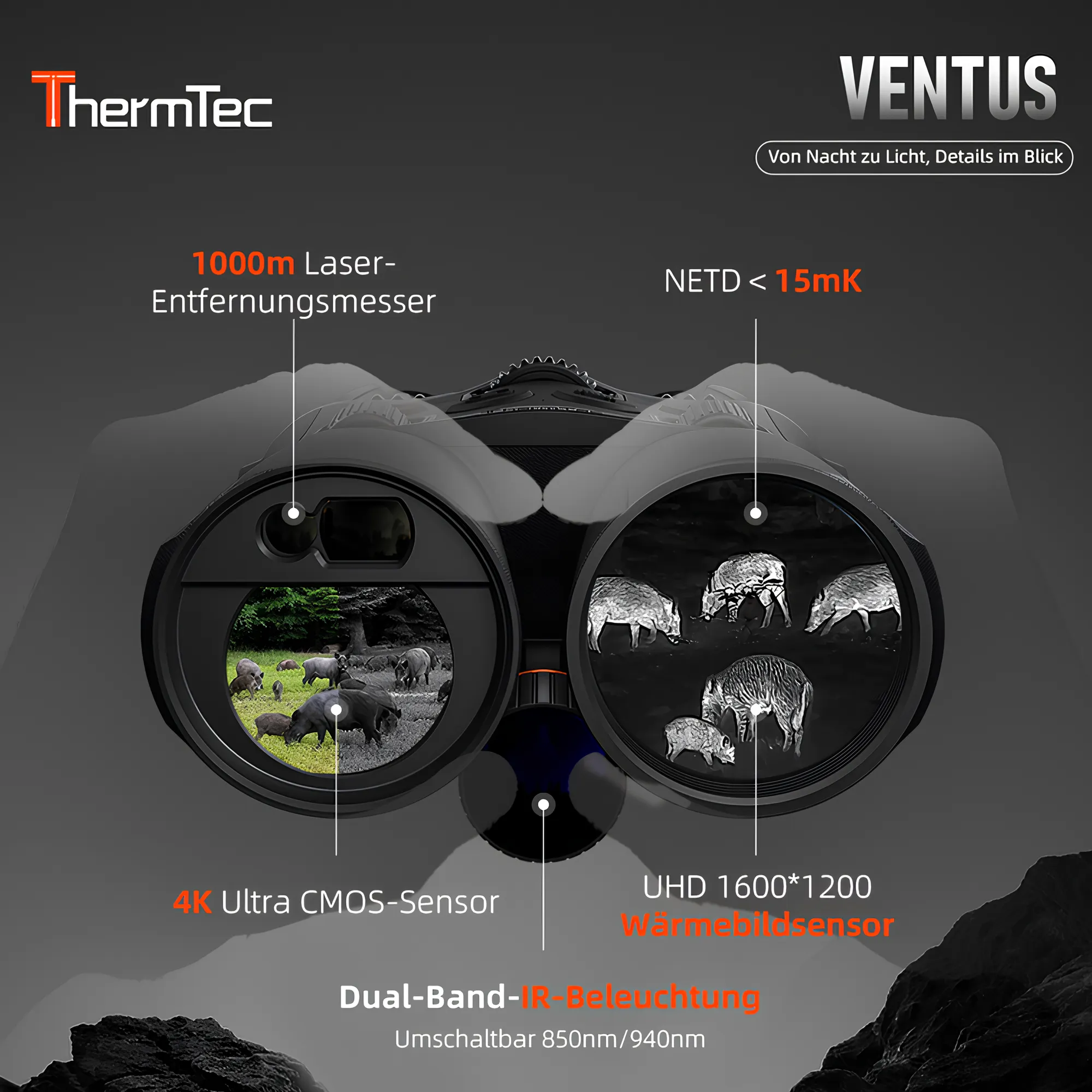 ThermTec VENTUS 635L Multispektral-Fernglas Wärmebild / Nachtsicht, Bild 4 von 7