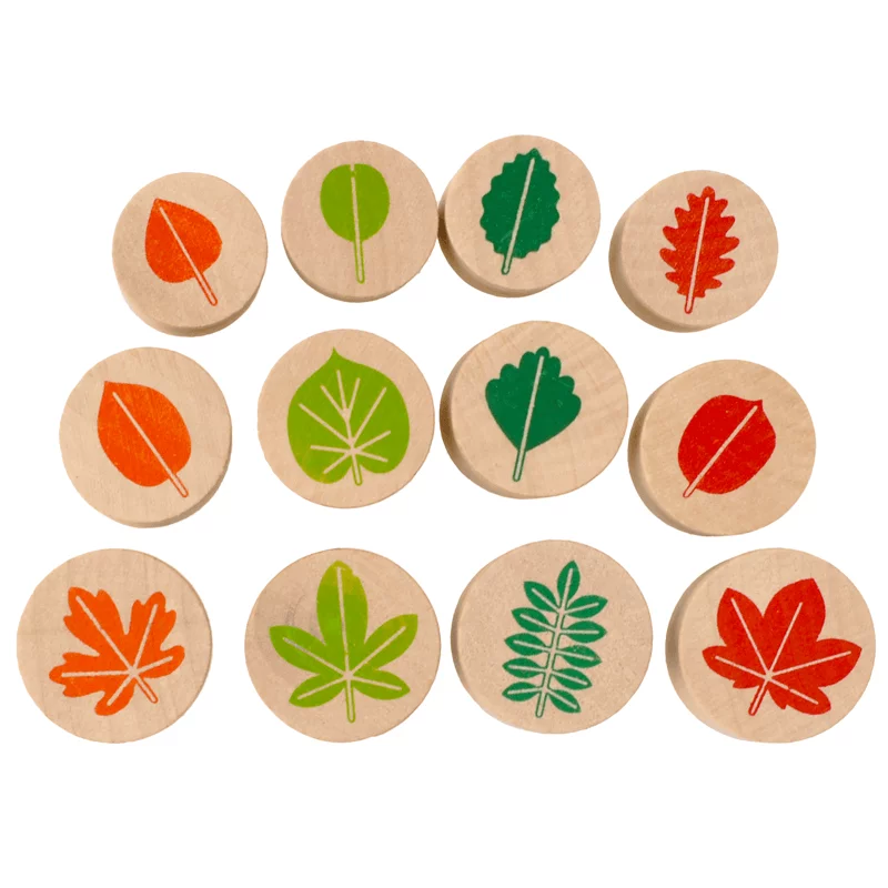 Tampon en bois petit "Feuilles" (12 pièces), image 1 sur 3