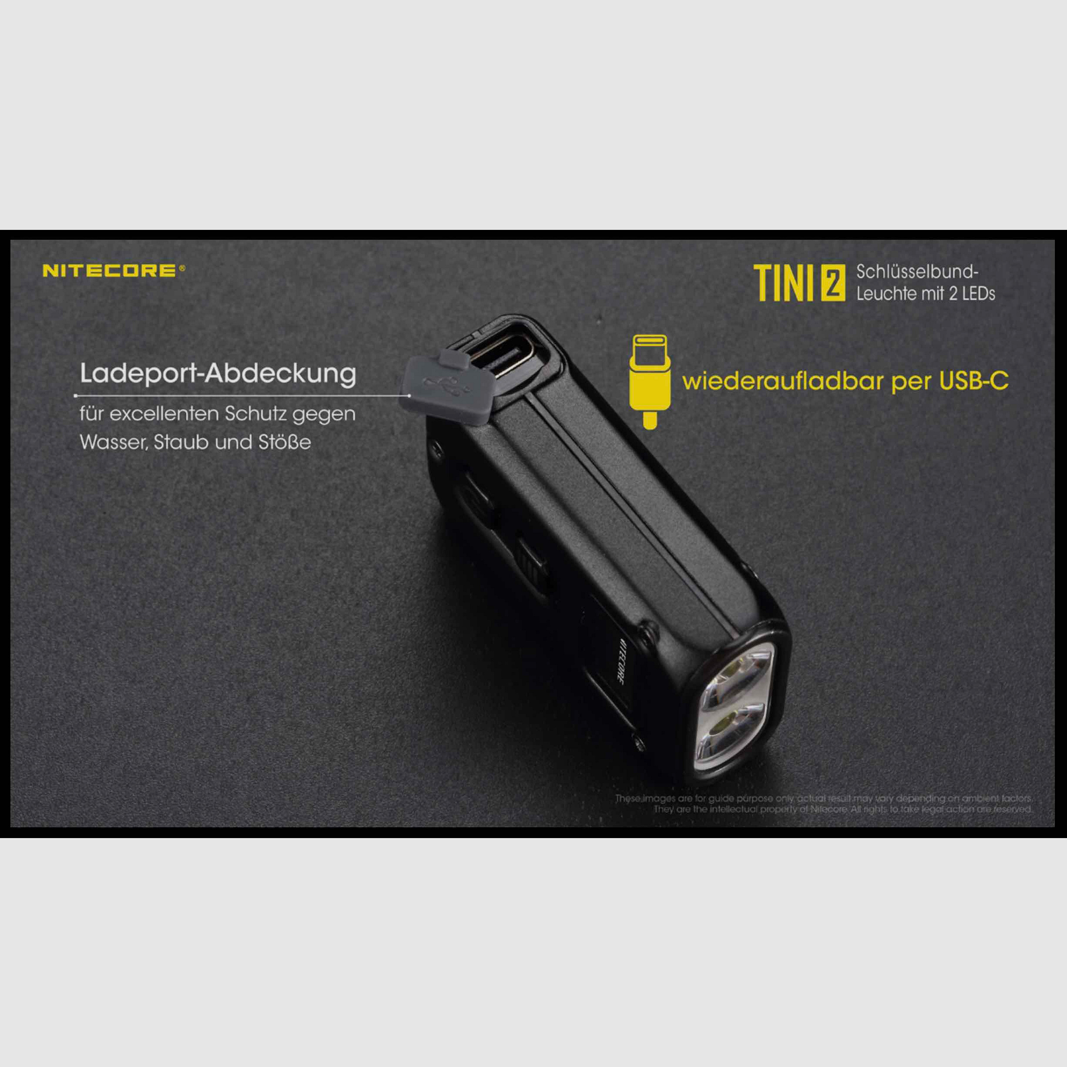 Nitecore TINI2 grau LED Taschenlampe 500 Lumen