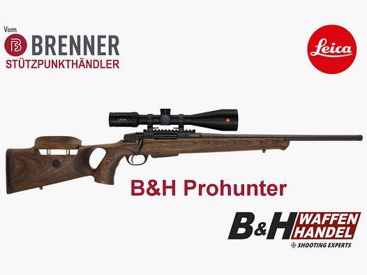 Brenner Komplettpaket: BR20 B&H Prohunter Lochschaft mit LEICA 2.5-15x56 fertig montiert