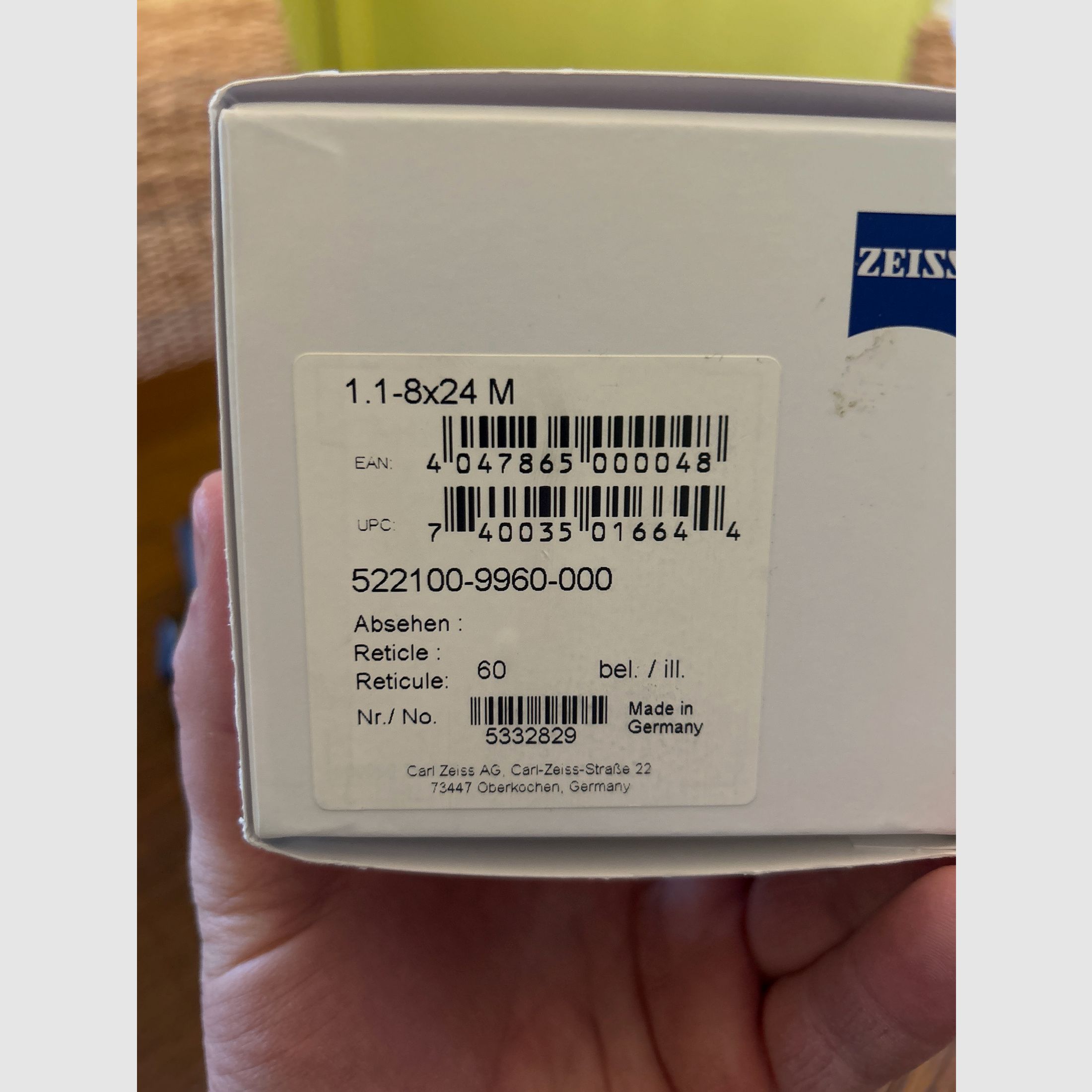 Zeiss V8 1.1 - 8 x 24 with rail, no Swarovski or Leica