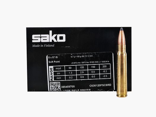 Sako 8x57IS Gamehead Range SP 50er 9,7g/150gr. Cartouches de fusil