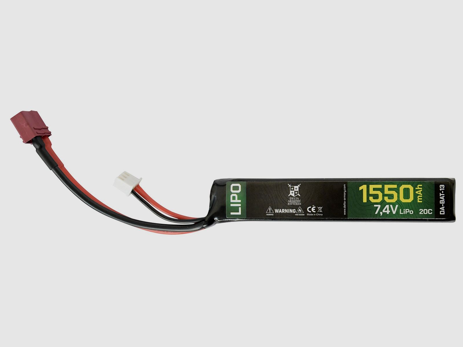 LiPo 7.4V / 1550mAh 20C T-Plug (Stock Type) | Delta Armory